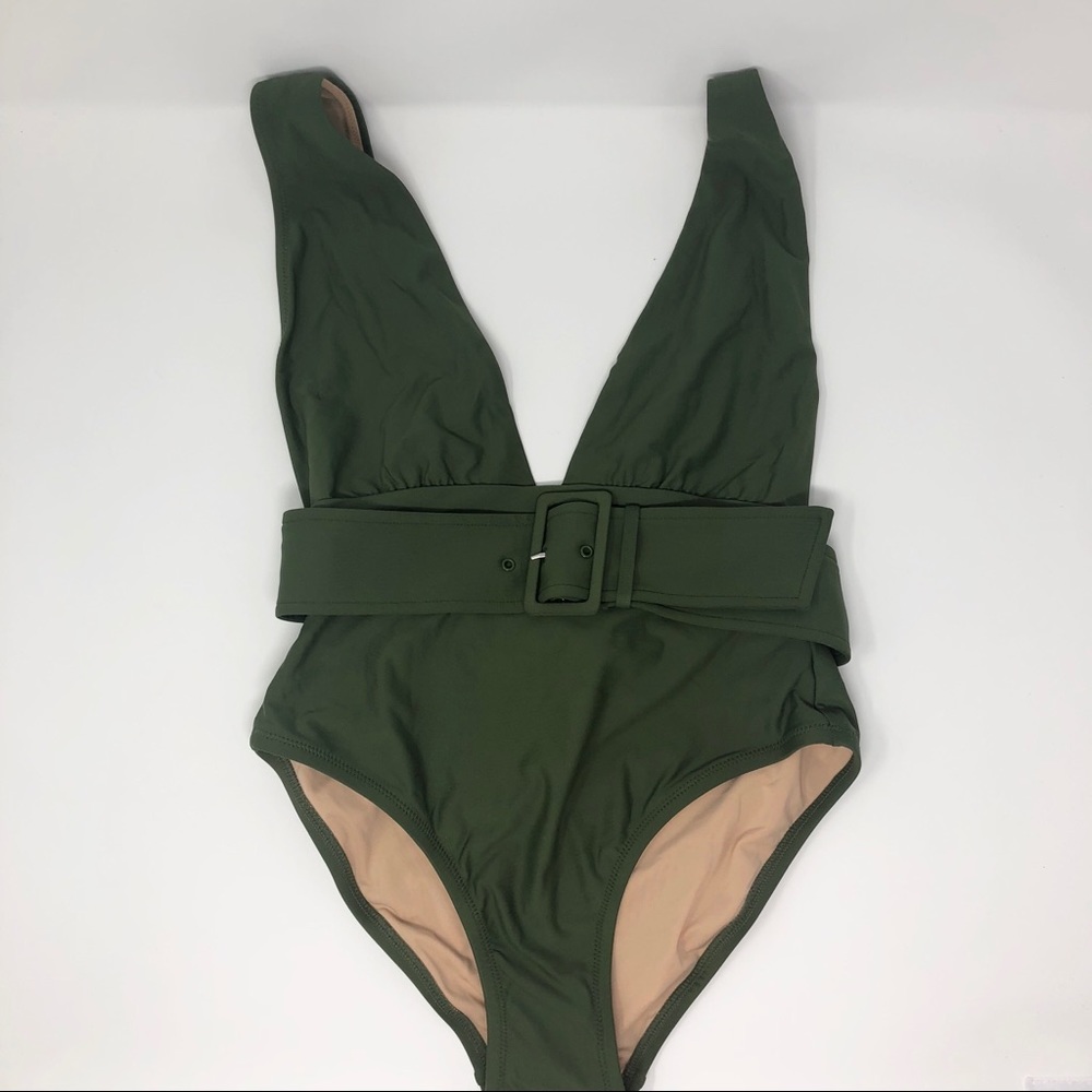 J. Crew Belted Plunge V-neck One-piece Swimsuit - Picture 5 of 7
